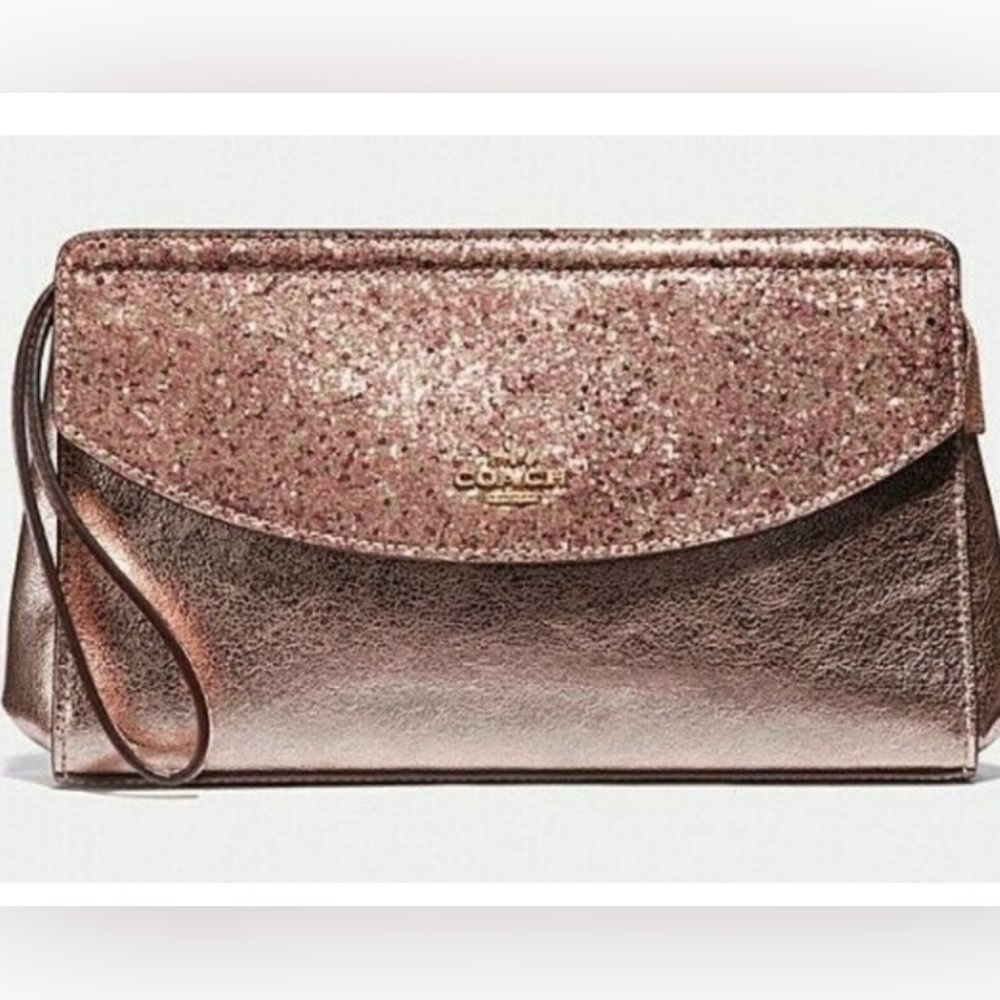 NWT Coach glitter metallic clutch